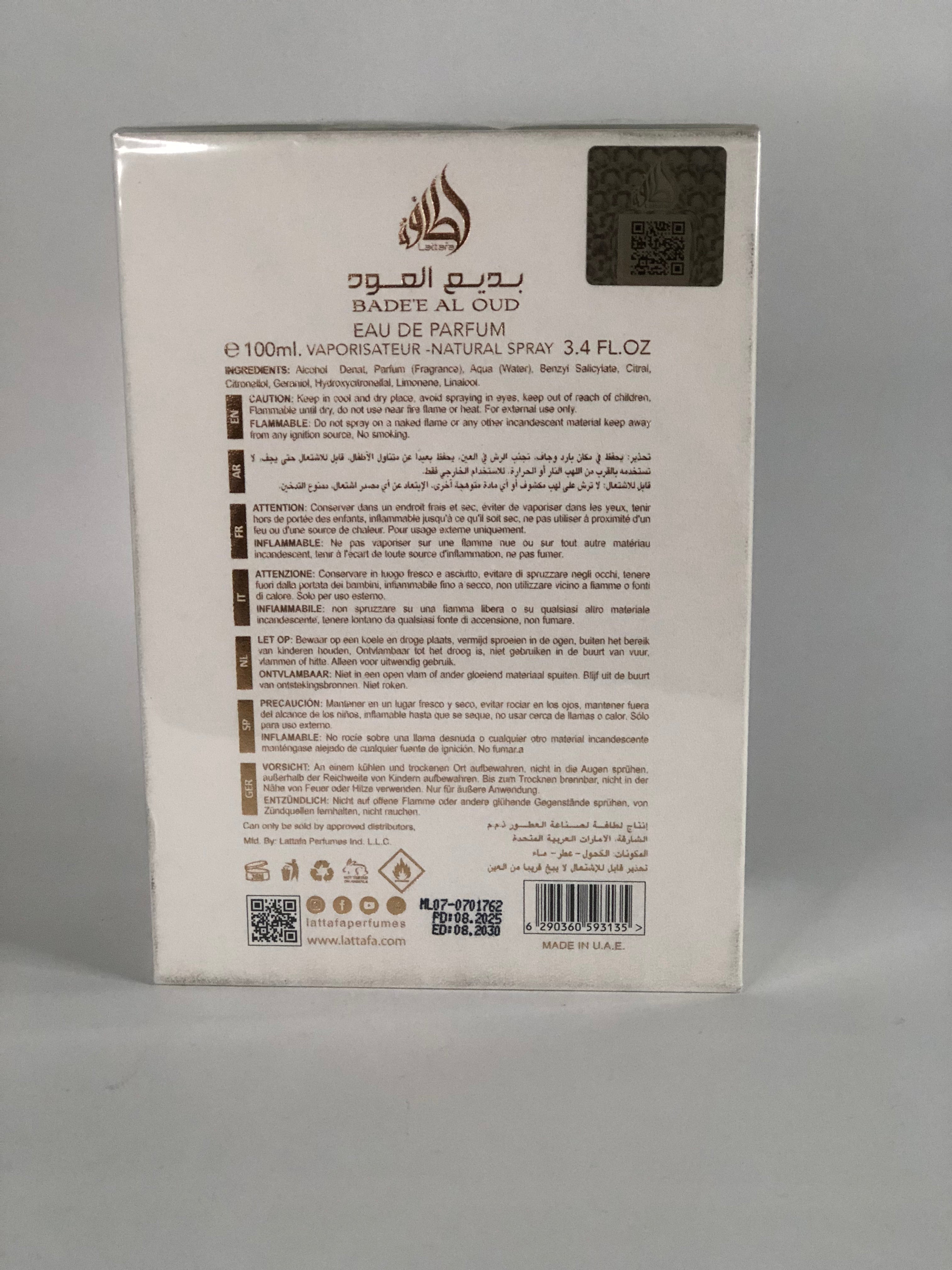 Lattafa Honor and Glory 100ml Botella Original